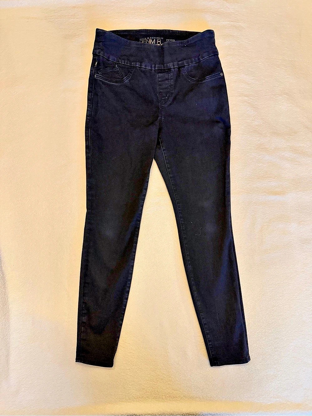 Rock & Republic Denim RX Fever Pull-On Skinny Jeans Black Size Large